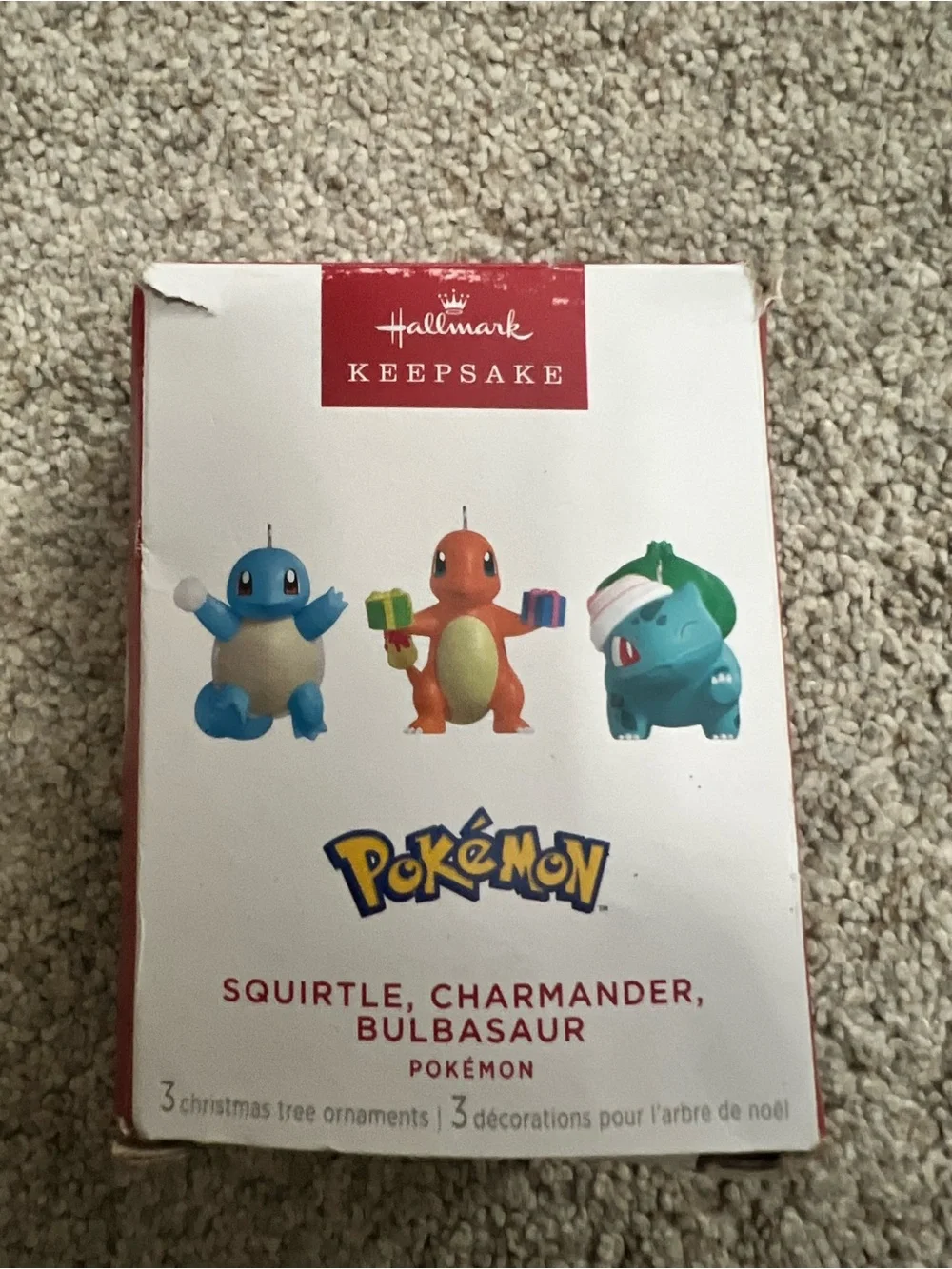 Pokémon Squirtle Charmander Bulbasaur Christmas Ornament Set - Blue/Orange/Green